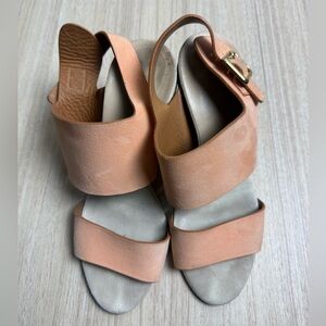 Chloe - Peach Suede Slingback Block Heel Sandals - Sz 39.5